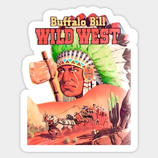 Wild West Desert Cactus American Indian Horseback Western Cowboy Vintage Retro Comic Sticker